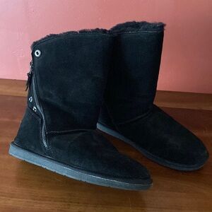 Women's Clark’s Real Shearling Black Suede Boots